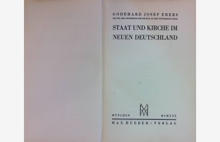 Staat und Kirche im neuen Deutschland.
