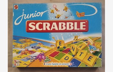 MATTEL 51928: junior SCRABBLE - Zwei Spiele in einem! [Wortspiel].   - Achtung: Nicht geeignet für Kinder unter 3 Jahren.