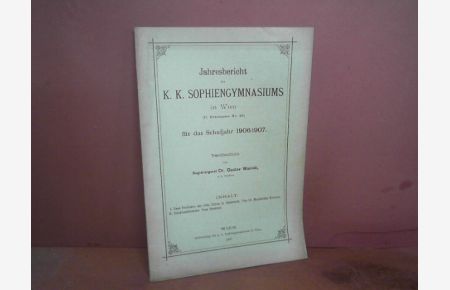 Zwei Probleme am röm. Limes in Österreich. (15 S. ). (= Beitrag im Jahresbericht 1907 des k. k. Sophiengymnasiums in Wien, II. Zirkusgasse).