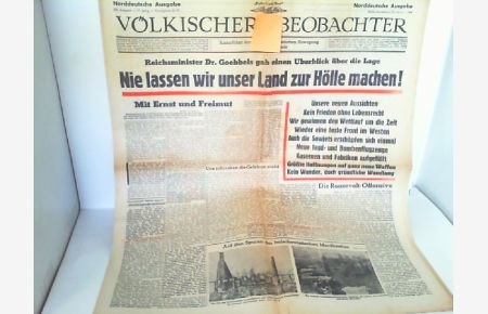 Völkischer Beobachter. Norddeutsche Ausgabe - 296. Ausg. / 57. Jahrg. Berlin, 28. Oktober 1944.   - Kampfblatt der nationalsozialistischen Bewegung Großdeutschlands.
