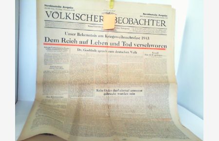Völkischer Beobachter. Norddeutsche Ausgabe - 359. /360. Ausgabe / 56. Jahrg. Berlin, 25. /26. Dezember 1943.   - Kampfblatt der nationalsozialistischen Bewegung Großdeutschlands.