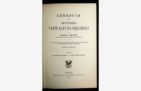 Lehrbuch des deutschen Verwaltungsrechtes. Teil 1 Allgemeine Lehren; Innere Verwaltung