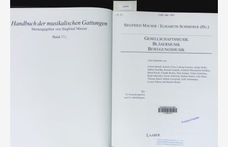 Handbuch der musikalischen Gattungen. Bd. 17, I: Gesellschaftsmusik, Bläsermusik, Bewegungsmusik
