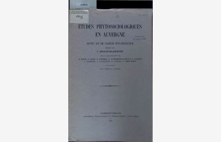 Études Phytosociologiques en Auvergne.