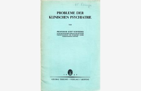 Probleme der klinischen Psychiatrie