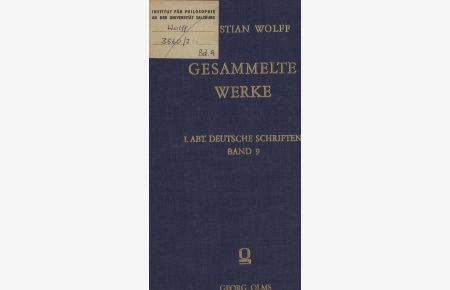 Ausführliche Nachricht von seinen eigenen Schriften, die er in Deutscher Sprache heraus gegeben  - Christian Wolff - Gesammelte Werke