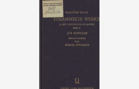 Jus Naturae  - Christian Wolff - Gesammelte Werke