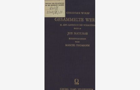 Jus Naturae  - Christian Wolff - Gesammelte Werke
