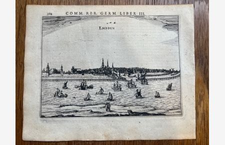 EMBDEN / Emden. Gesamtansicht. Original Kupferstich aus dem Städte-Atlas von Bertius von 1616.