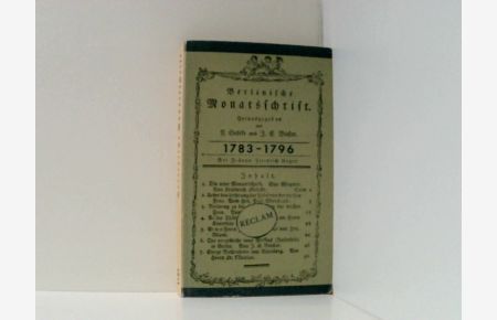 Berlinische Monatsschrift (1783-1796). Auswahl (RUB, 1121)