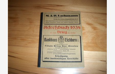 Brieg, Adressbuch 1934 der Stadt Brieg ( Brzeg ) im Bezirk Breslau. HIER als REPRINT !!!