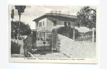 Ansichtskarte: S. Gimignano - Pensione Villa Belvedere (Proprietario U. Nomi - Pesciolini);