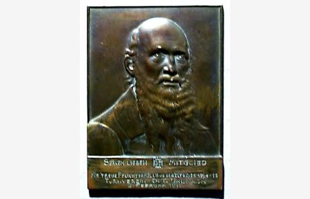 Bronze-Plakette: Seinem lieben Mitglied für treue Pflichterfüllung im Weltkrieg 1914-18. Turnverein D. T. Uhlbach. 2. Februar 1919.