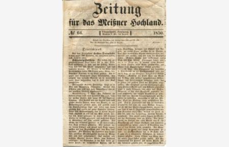 Zeitung für das Meißner Hochland. 14. Jg. No. 64 (14. August) 1850.
