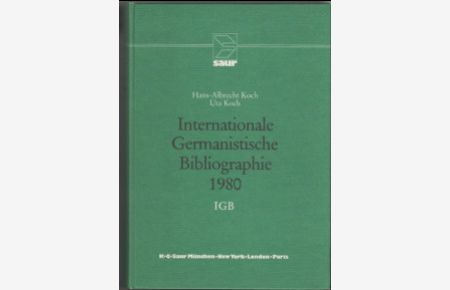 Internationale germanistische Bibliographie 1980 IGB.
