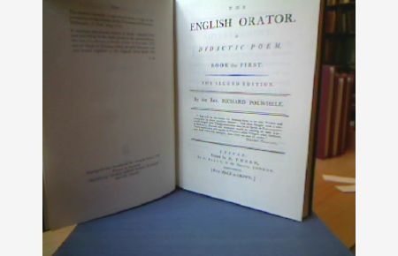 The English Orator. A Didactic Poem (1786-1789).   - (= Anglistica & Americana. A Series of Reprints Selected by Bernhard Fabian, Edgar Mertner, Karl Schneider and Marvin Spevack , 12 ).