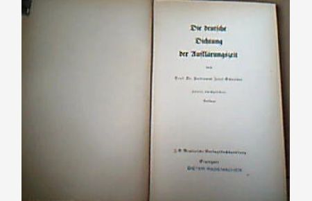 Die deutsche Dichtung der Aufklärung  - (= Epochen der deutschen Literatur III/ 1).
