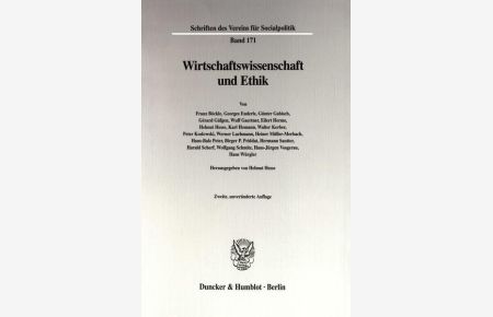 Wirtschaftswissenschaft und Ethik.   - von  ... Hrsg. von Helmut Hesse, Schriften des Vereins für Socialpolitik