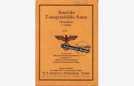 Amtliche Topographische Karte. 4 cm-Karte. (Meßtischblatt) 143: Oelsnitz.   - Landesaufnahme Sachsen. Aufgenommen 1908. Herausgeg. 1912. Topographisch berichtigt 1920.