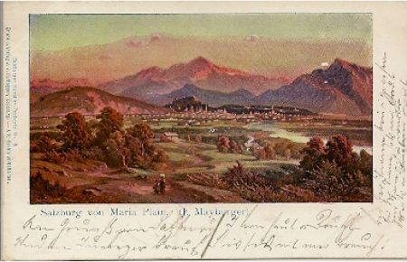 Salzburg von Maria Plain.   - Farbige Offset-Ansichtskarte nach Gemälde von J. Mayburger.