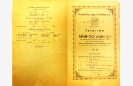 Schwimm-Club Neptun, Frankfurt a. M. - Programm zum Wett-Schwimmen am 21. 08 (1898).