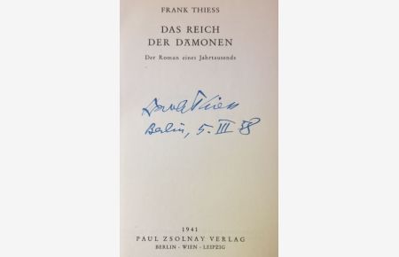 Das Reich der Dämonen. - signiert, Erstausgabe  - Der Roman eines Jahrtausends.