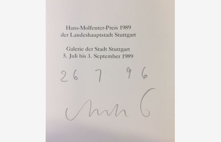 Die Berliner Bilder. - signiert, Erstausgabe  - Hans-Molfenter-Preis 1989 der Landeshauptstadt Stuttgart. Galerie der Stadt Stuttgart 5.Juli bis 3. September 1989.,