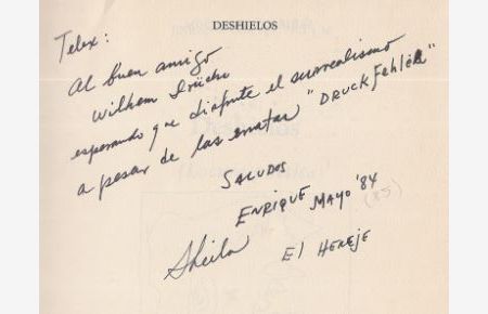Deshielos. - signiert, Widmungsexemplar, Erstausgabe  - (Locura poética). Serie La Invención.