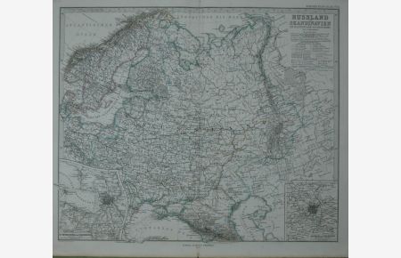 Landkarte map: Russland Skandinavien. Teilkolorierter Stahlstich von A. Petermann. Aus Stieler's Hand-Atlas (Nr. 36).