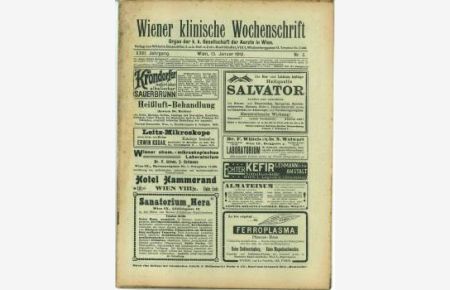 Wiener klinische Wochenschrift. Organ der k. k. Gesellschaft der Aerzte in Wien. XXIII. Jg. , Nr. 1-52, 1910.