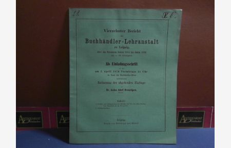 Schrift- und Bücherwesen der Hebräer zur Zeit des alten Bundes. (= Beilage zum 14. Programm der Buchhändler-Lehranstalt zu Leipzig. )