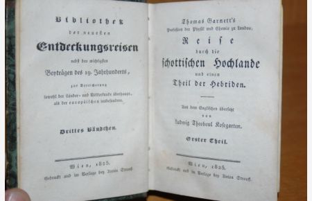 Reise durch die schottischen Hochlande und einen Theil der Hebriden. 3 Bände (gebunden in einem Band).