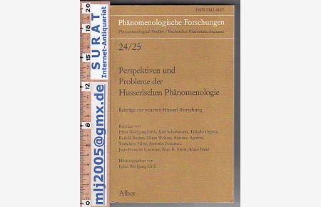Perspektiven und Probleme der Husserlschen Phänomenologie : Beiträge zur neueren Husserl-Forschung.   - Beitr. von  ..., Phänomenologische Forschungen.