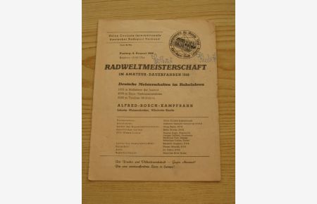 Programm Radweltmeisterschaft im Amateur - Dauerfahren 8. August 1958 in Leipzig