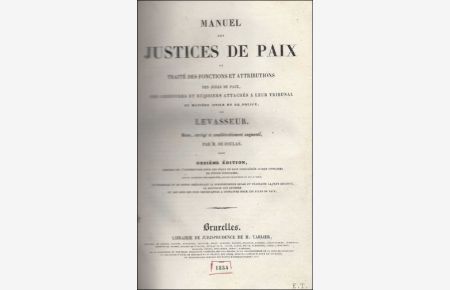 MANUEL DES JUSTICES DE PAIX.