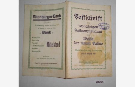 Festschrift zum 200jährigen Fahnenjubiläum und Weihe der neuen Fahne der Fleischer-Innung Altenburg am 26. August 1928