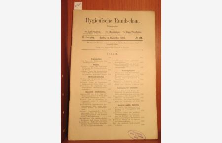Erfahrungen über Schulbrausebäder. IN: Hygienische Rundschau, VI. Jahrgang, Heft 24, S. 1201 - 1208, 1896, Br.