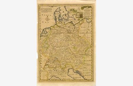 A New Accurate Map of Germany, divided into it`s Circles. Drawn from the most approve`d maps etc. and regulated by Eman. Bowen. [Kupferstich / copper engraving].