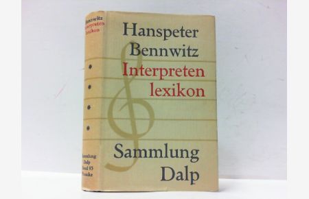 Interpretenlexikon der Instrumentalmusik.   - (Sammlung Dalp, Band 93).