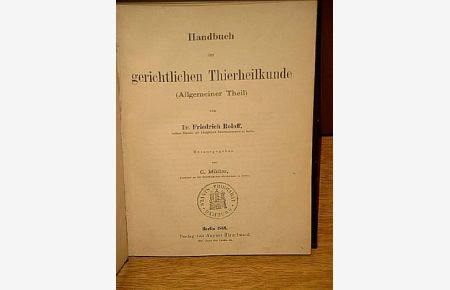Handbuch der gerichtlichen Thierheilkunde ( Allgemeiner Teil ).