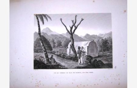 Lithographie, Vue du Tombeau du Raja de Taybeno, Timor, 1830