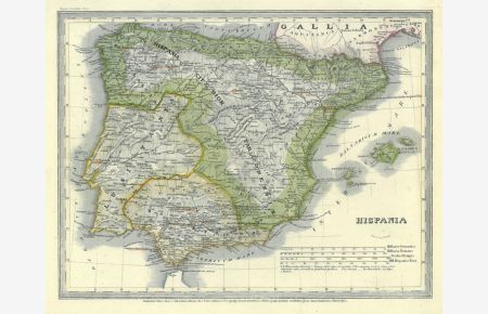 Hispania. Gesamtkarte mit Portugal.