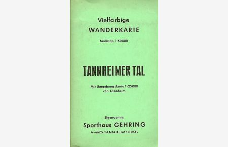 Vielfarbige Wanderkarte Tannheimer Tal.   - Maßstab 1:50.000