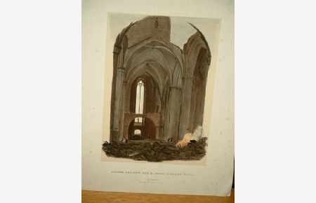 Innere Ansicht der Petri-Kirchen-Ruine. Altkolorierte Lithographie von Otto Speckter.