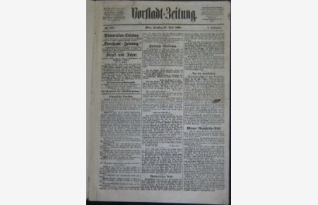Vorstadt-Zeitung. Nr. 1, 6. Jahrgang, 1. Jänner 1860 - Nr. 91, 6. Jahrgang, 31. März 1860 sowie vorgebunden: Nr. 180, 6. Jahrgang, 30. Juni 1860.