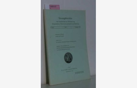 Sitzungsberichte der Gesellschaft zur Beförderung der gesamten Naturwissenschaften zu Marburg  - 85. Band Heft 1 Jahrgang 1963