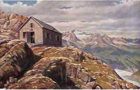 Rauhekopfhütte, 2731 m. D. u. Oe. A. V. S. Frankfurt a. M.   - Farbige Offset-Ansichtskarte Nr. 3852 nach Vorlage von Rudolf Reschreiter.