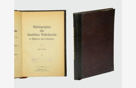 Bibliographie der deutschen Volkskunde in Mähren und Schlesien. (= Beiträge zur sudentendeutschen Volkskunde, Bd. 18, Heft 1).