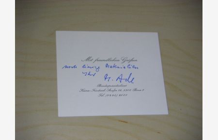 Meinhard Ade. Deutscher Verwaltungsjurist (*1944). Signierte Karte