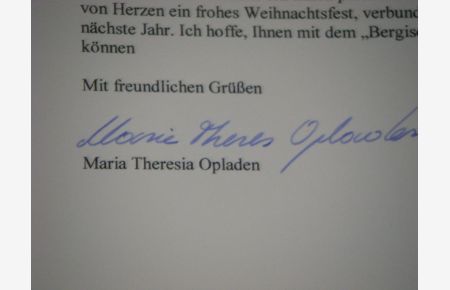 Marie Theresia Opladen. Deutsche Politikerin (geb. 1948). Signierter Serienbrief